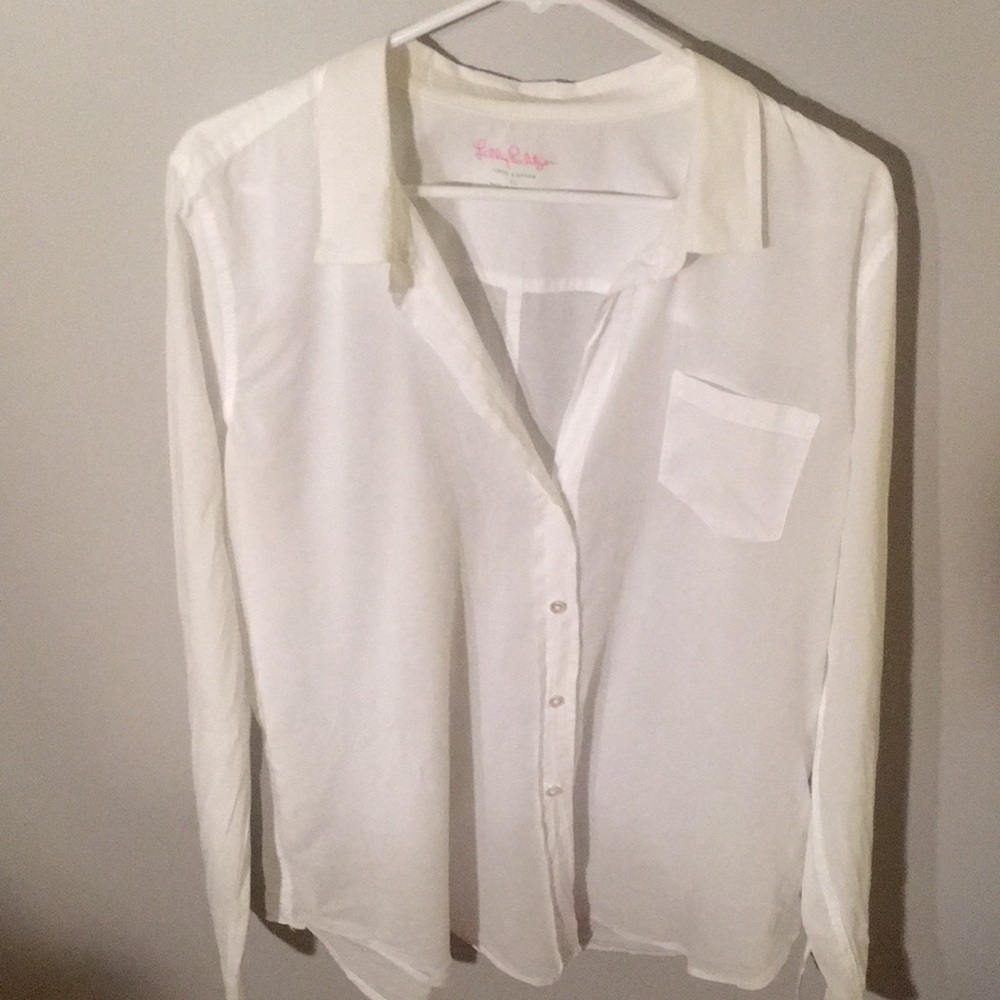 White cotton long sleeve top